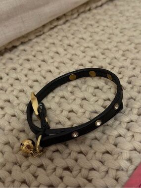 Black leather cat collar with studs